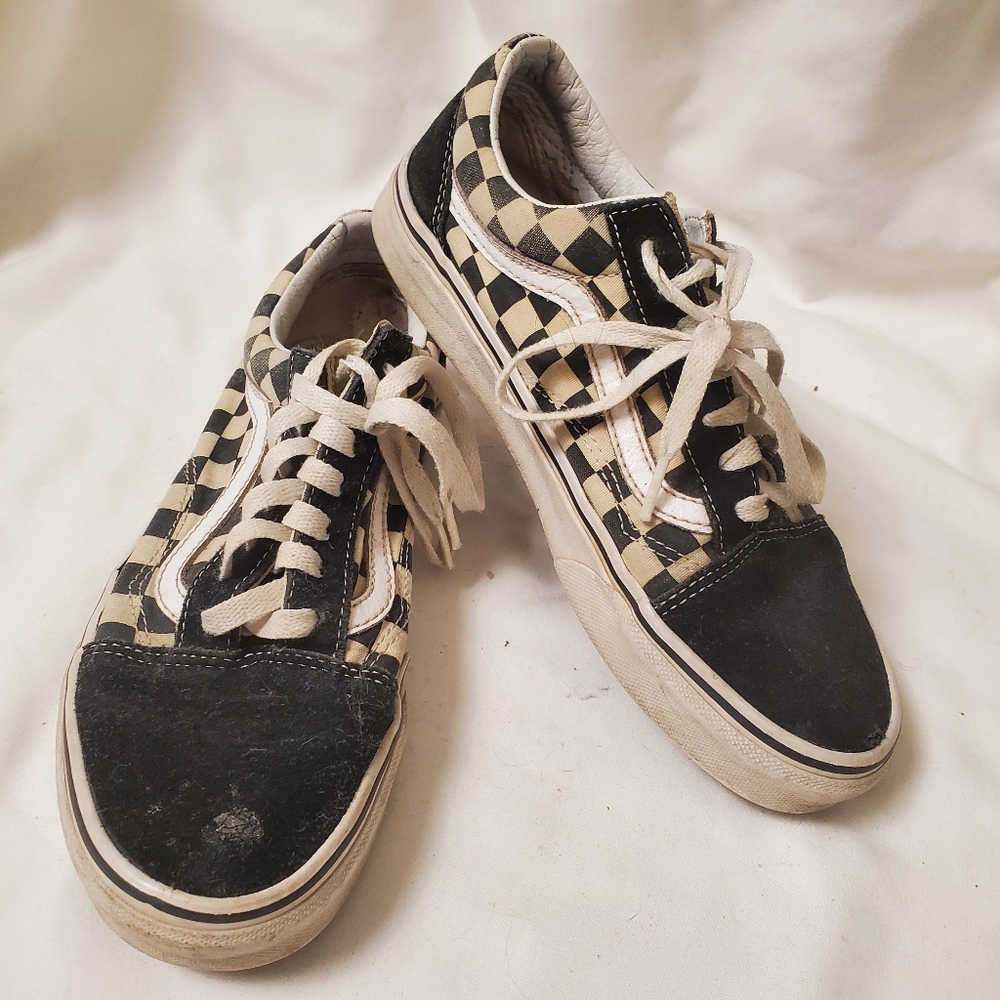 Vans Old Skool Checkered Canvas & Suede Sneakers